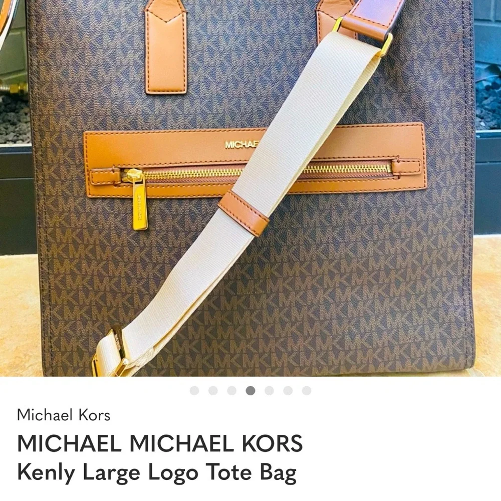 Michael Kors Brown Monogram Tote with Tan Accents - Picture 4 of 7